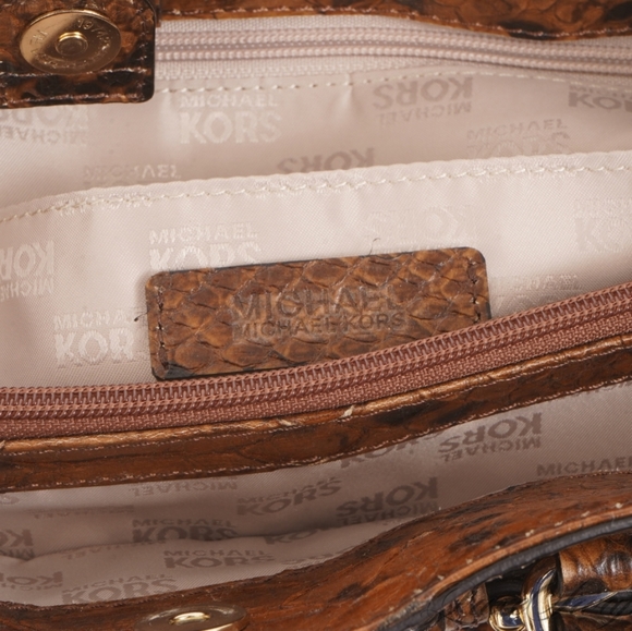NEW Michael Kors Tobacco Leather Python Bag - Picture 8 of 8